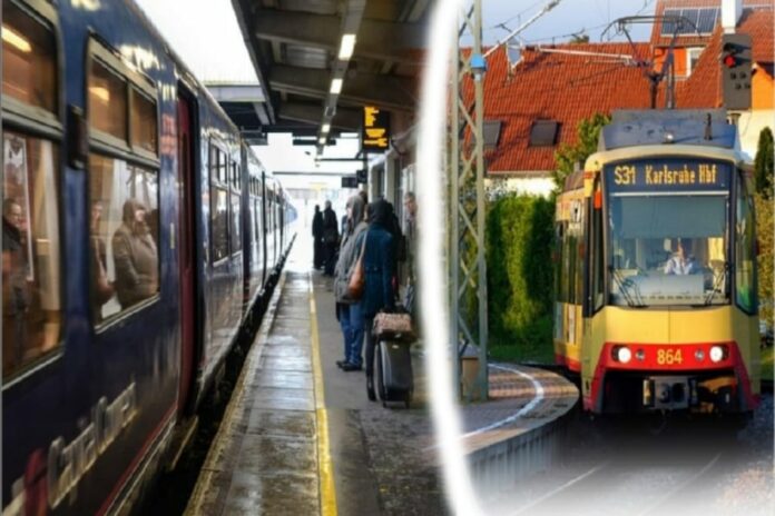 Reise an Bahnhof mit S-Bahn